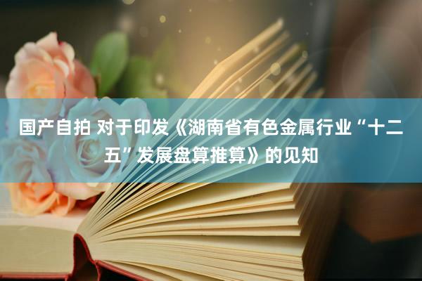 国产自拍 对于印发《湖南省有色金属行业“十二五”发展盘算推算》的见知