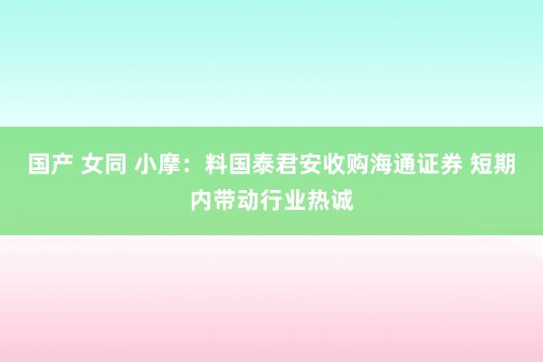 国产 女同 小摩：料国泰君安收购海通证券 短期内带动行业热诚