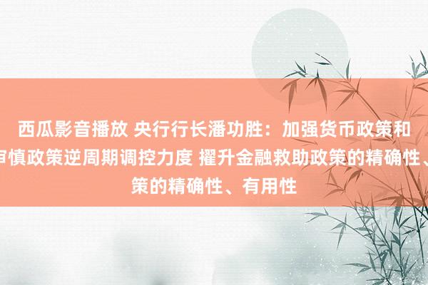 西瓜影音播放 央行行长潘功胜：加强货币政策和宏不雅审慎政策逆周期调控力度 擢升金融救助政策的精确性、有用性