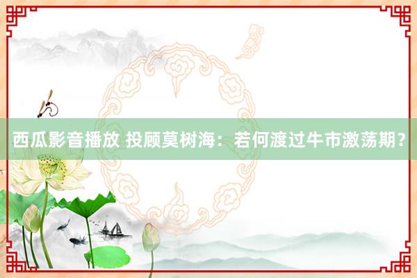 西瓜影音播放 投顾莫树海：若何渡过牛市激荡期？